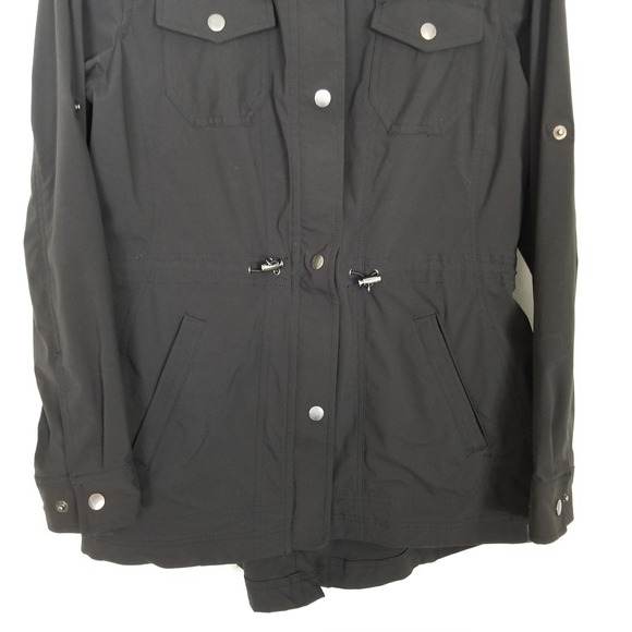 L.L. Bean Women's Jacket Sz M Reg Luna Rain Windbreaker Hooded Zip Up Black - Picture 4 of 11